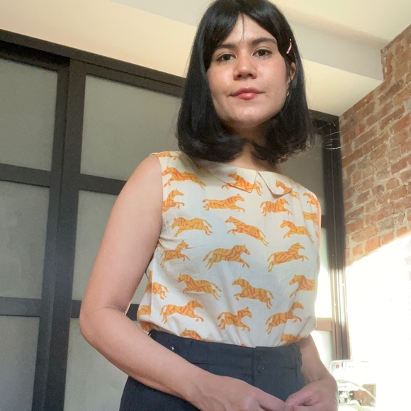 Family Affairs zebra print sleeveless blouse tank top medium orange creamsicle - Picture 1 of 8